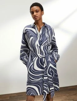 Top 10 🌟 JAEGER 👗 Dresses Pure Linen Printed V-Neck Smock 👗 Dress 🌟 -New In Womens Sales 2022 SD 10 T97 6329C E0 X EC 1