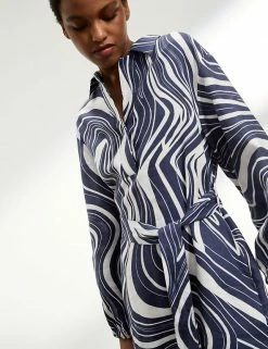 Top 10 🌟 JAEGER 👗 Dresses Pure Linen Printed V-Neck Smock 👗 Dress 🌟 -New In Womens Sales 2022 SD 10 T97 6329C E0 X EC 2