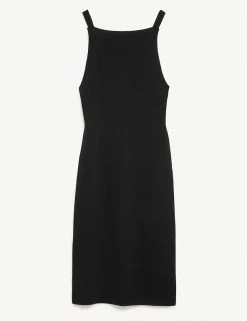 Deals 🌟 JAEGER 👗 Dresses Square Neck Sleeveless Midi Column 👗 Dress ✔️