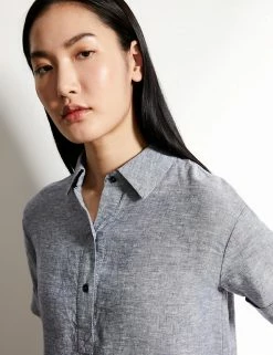 Buy 🥰 JAEGER 👗 Dresses Pure Linen Textured Maxi 👕 Shirt 👗 Dress 🌟 -New In Womens Sales 2022 SD 10 T97 6393C F0 X EC 2