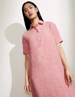 Buy 🥰 JAEGER 👗 Dresses Pure Linen Textured Maxi 👕 Shirt 👗 Dress 🌟