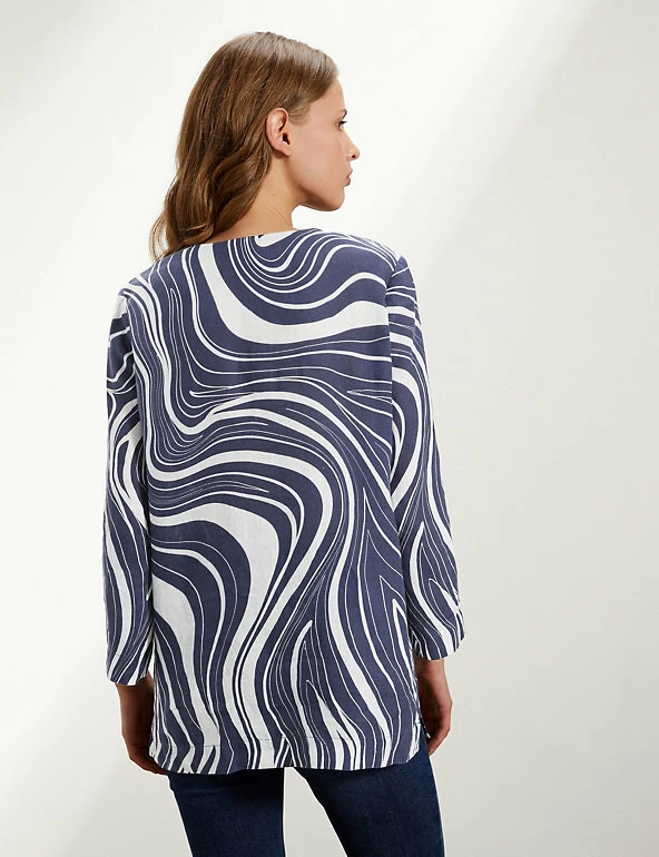 New 🛒 JAEGER 👚 Shirts & Blouses Pure Linen Printed Long Sleeve Blouse 🌟 5 New 🛒 JAEGER 👚 Shirts & Blouses Pure Linen Printed Long Sleeve Blouse 🌟 - Image 5