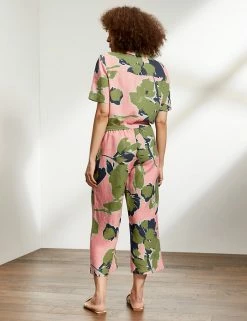 Best reviews of ✔️ JAEGER Pyjamas Pure Linen Leaf Print Trousers 👏 -New In Womens Sales 2022 SD 10 T97 7317C A4 X EC 3