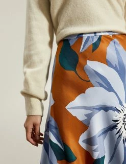 Brand new 😀 JAEGER 👗 Skirts Floral Midi A-Line 👗 Skirt 💯 -New In Womens Sales 2022 SD 10 T97 7506C MH X EC 1